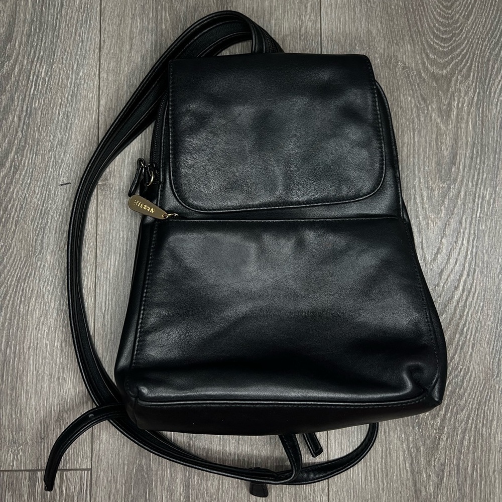 Aurielle Leather Slingback Black Small Backpack Purse Crossbody